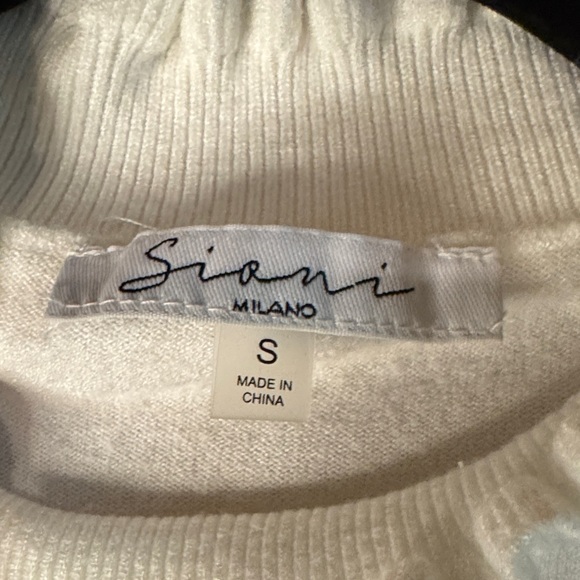 Sioni White Textured with Pearl Embellishments SleevedTurtleneck Sweater - Picture 2 of 6